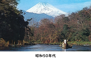 昭和50年代の柿田川と富士山の写真