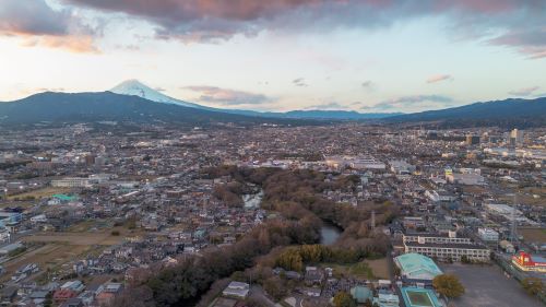 春の夕景2の空撮画像