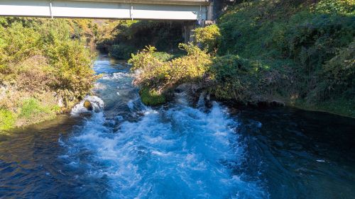 旧柿田橋（眼鏡橋）の空撮画像