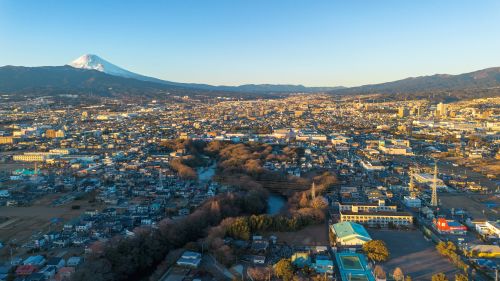 柿田川（夕景）の空撮画像１