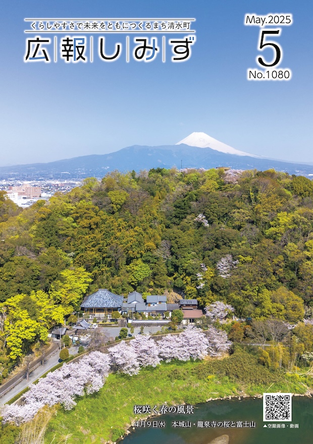 桜咲く春の風景　本城山・龍泉寺の桜と富士山