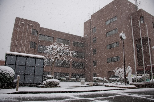 雪景色（清水町役場）の画像