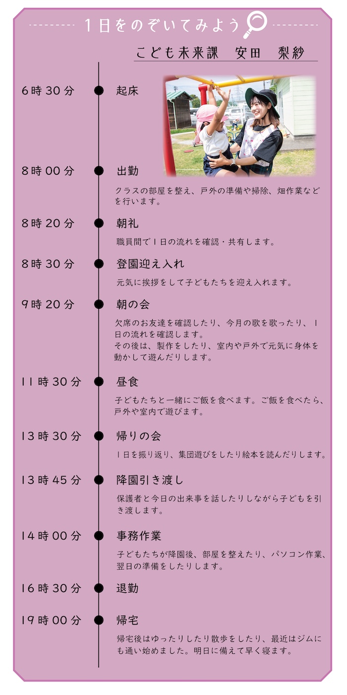 こども未来課職員の1日のスケジュール