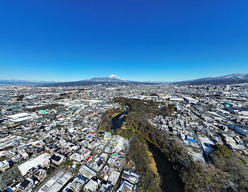 柿田川の空撮画像(広角)